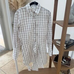 Chloe White and Brown Checkered Midi Dress